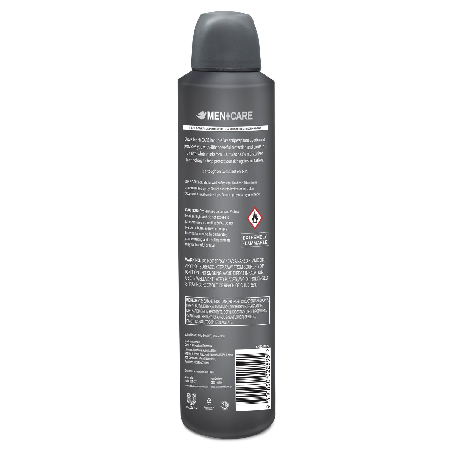 Dove Men Antiperspirant Aerosol Deodorant Invisible Dry 254ml