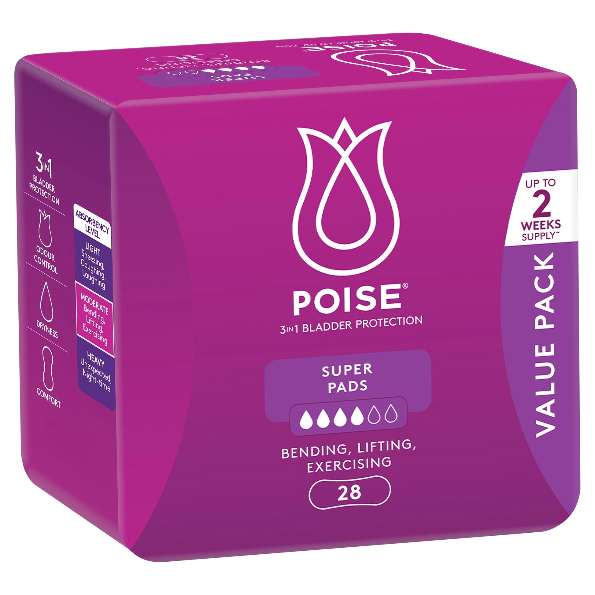 Poise Pads For Bladder Leaks SUPER 28 Pack - STELLAR PHARMACY