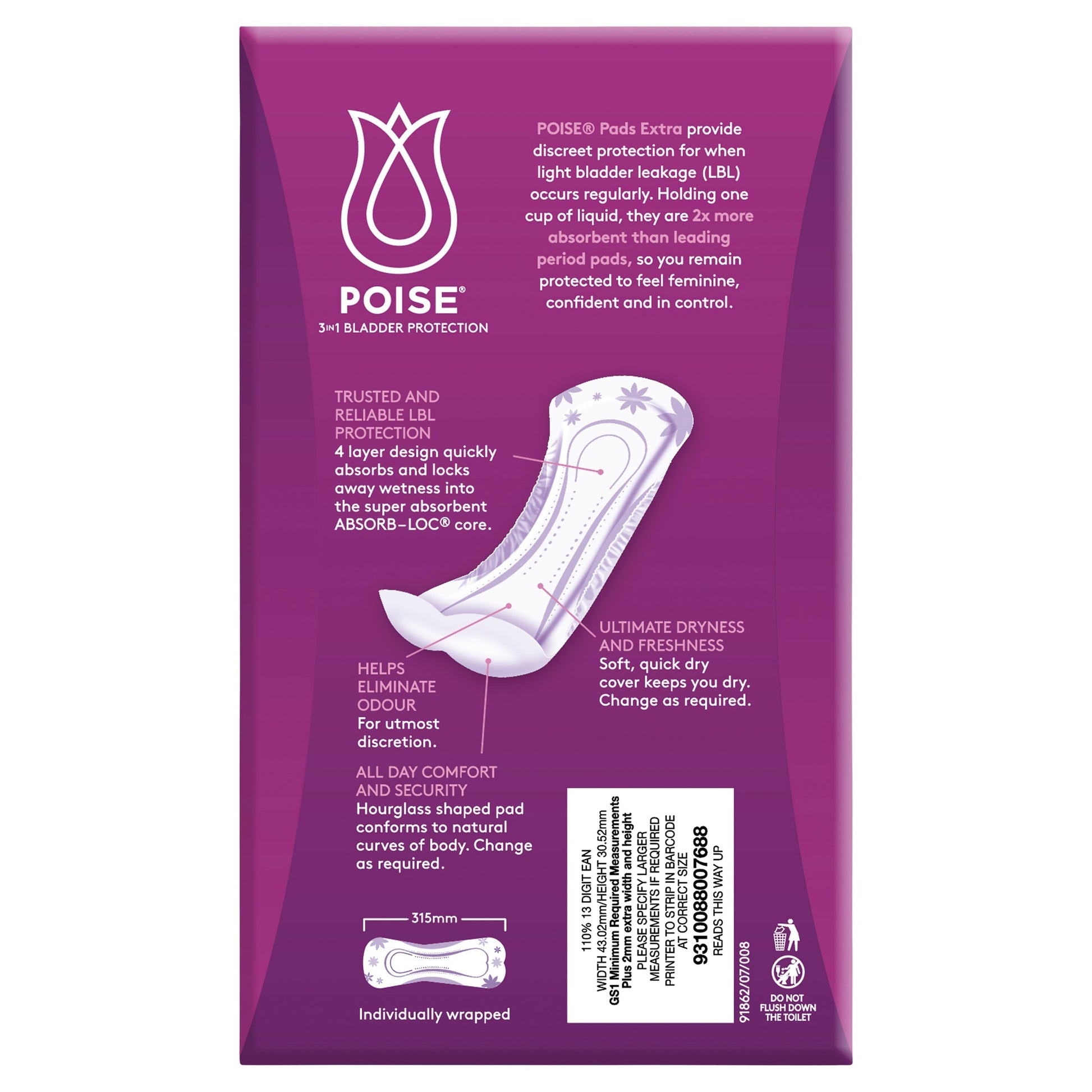 Poise Pads For Bladder Leaks Extra 12 PK - STELLAR PHARMACY