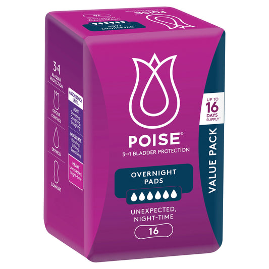 Poise Pads For Bladder Leaks Overnight 16 Pack - STELLAR PHARMACY