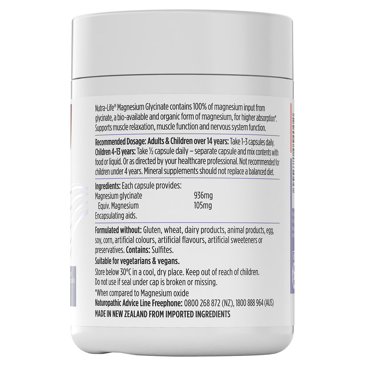 Nutra-Life Magnesium Glycinate 120 Capsules
