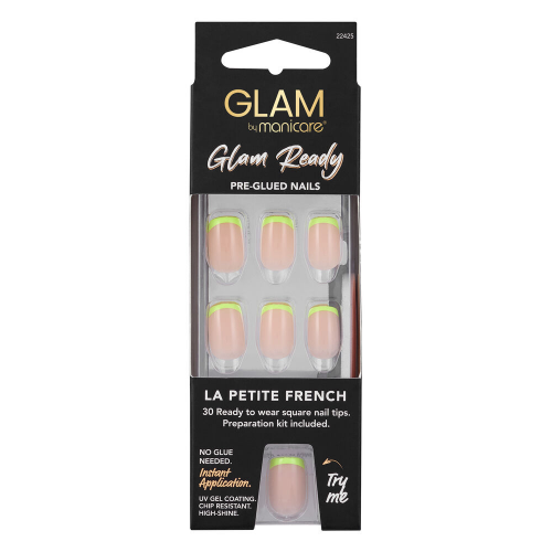 Glam by Manicare Glam Ready Pre-Glued Nails - La Petite French 30 Pack