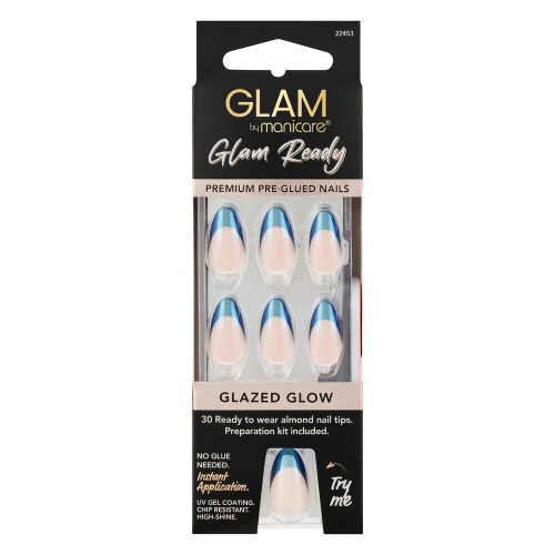 Glam by Manicare Glam Ready Pre-Glued Nails - Glazed Glow 30 Pack