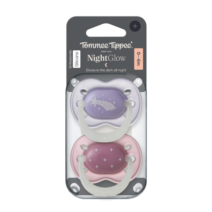 Tommee Tippee NightGlow Dummy 0-6 Months Multi 2 Pack