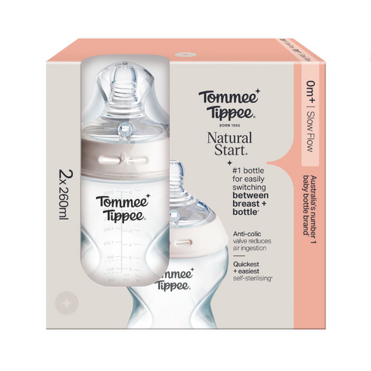 Tommee Tippee Baby Bottles Natural Start Anti-Colic Baby Bottle with Slow Flow Breast-Like Teat 2 Pack 60mL