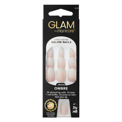 Glam by Manicare Press On Nails Medium Almond Fashion 24 Pack