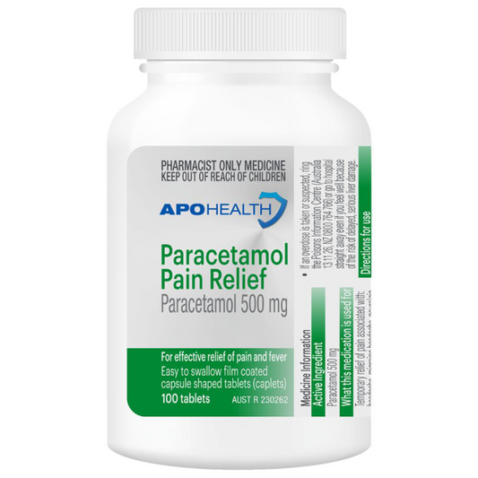 APO HEALTH Paracetamol Pain Relief 500mg Bottle 100 Tablets