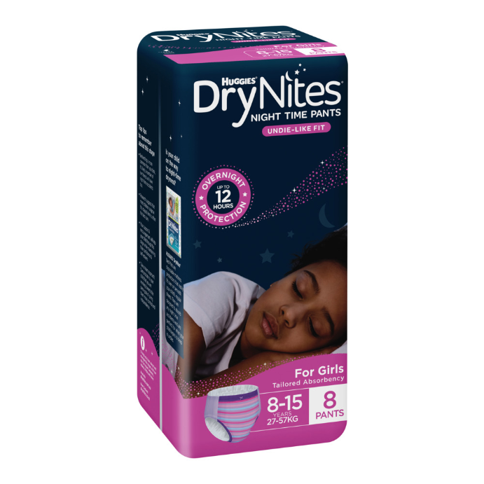 Huggies DryNights Nappies Girls 8-15 Years 8 Pack