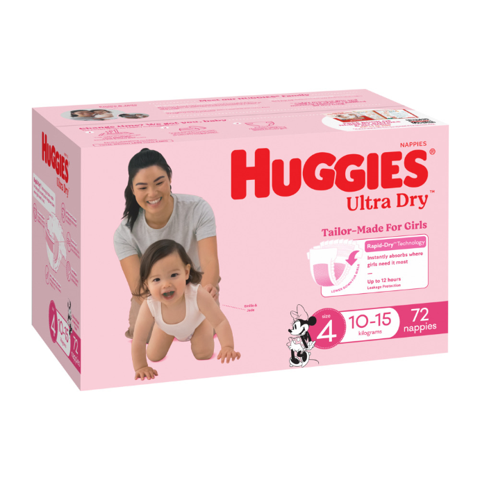 Huggies Jumbo UltraDry Nappies Toddler Girl 72 Pack