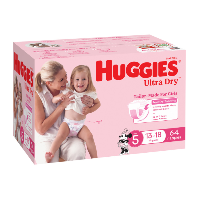 Huggies Nappies Walker Girl 64 Pack