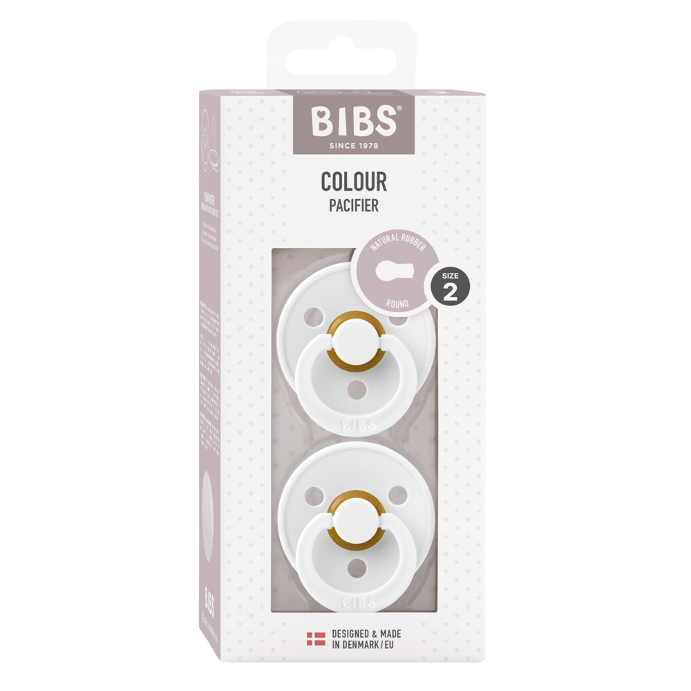 Bibs Colour Pacifier White Size 2 2 Pack