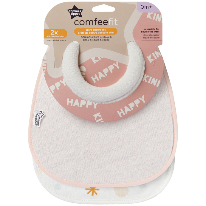 Tommee Tippee Milk Feeding Bibs ComfeeFit 0m+ Assorted 2 Pack