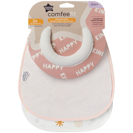 Tommee Tippee Milk Feeding Bibs ComfeeFit 0m+ Assorted 2 Pack