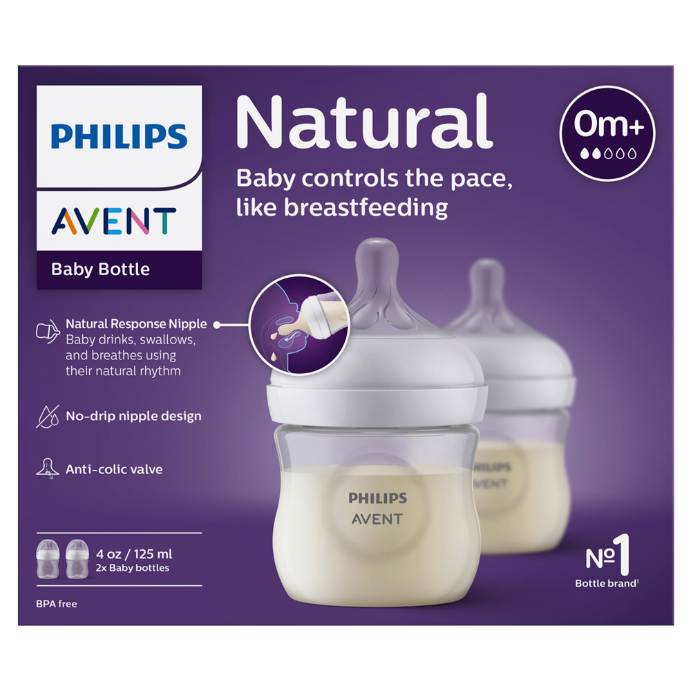 Philips Avent Natural Response 125mL Baby Bottle 2 Pack