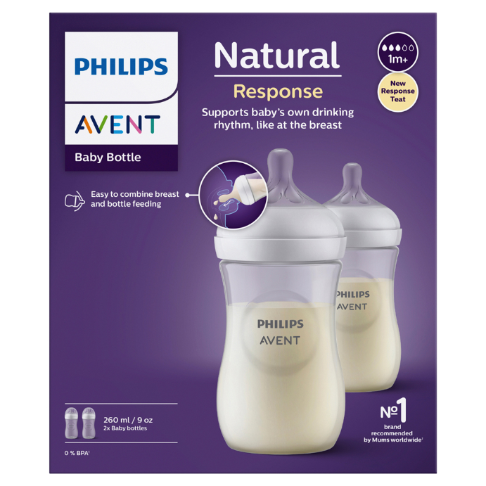 Philips Avent Natural Response 260mL Baby Bottle 2 Pack