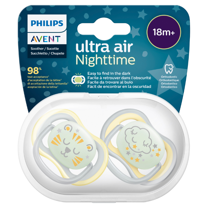 Philips Avent Ultra Air Nighttime Soother 18 Months+ 2 Pack