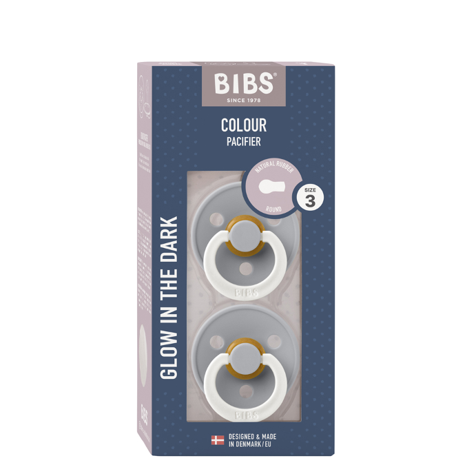 Bibs Glow In The Dark Colour Pacifier Size 3 Cloud 2 Pack