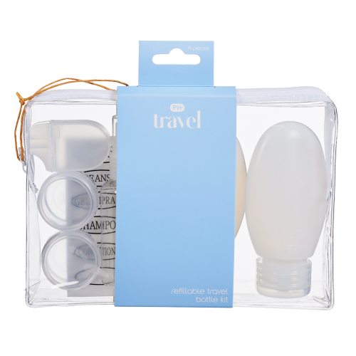 Pharmacy Health Refillable Travel Bottle Kit 6 Piece Set