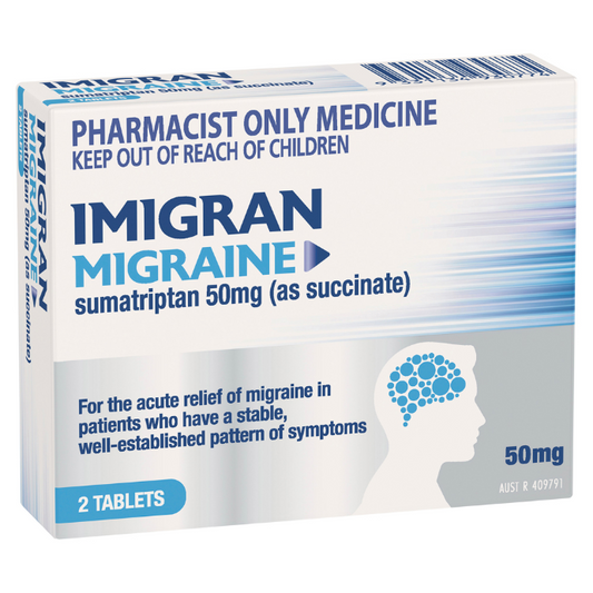 IMIGRAN Migraine sumatriptan 50mg 2 Tablets