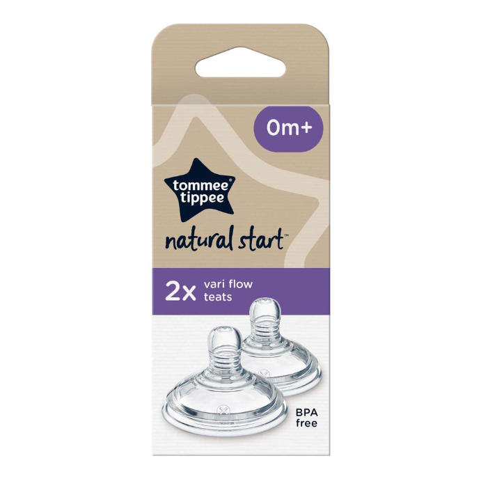Tommee Tippee Natural Start Baby Bottle Teats Vari Flow 0+ Months 2 Pack