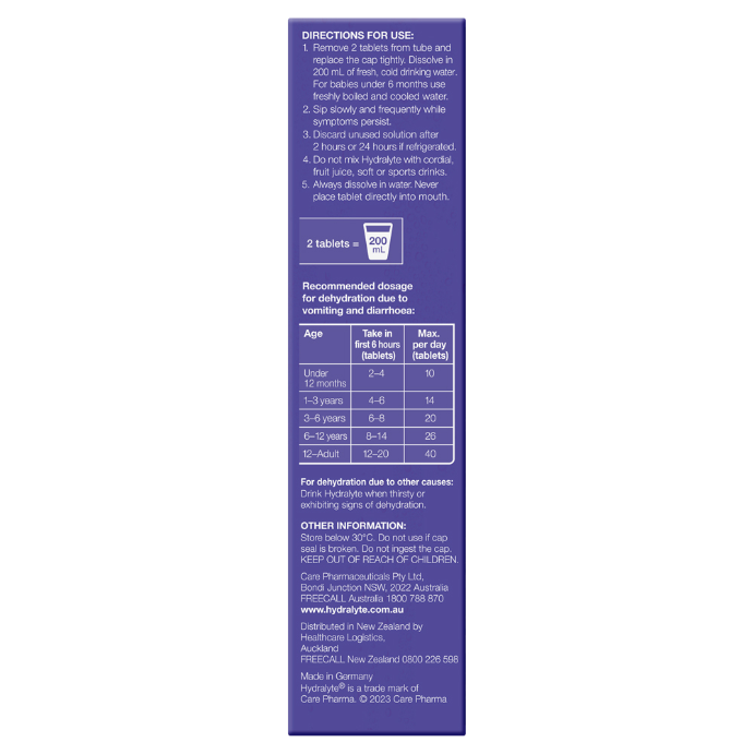 Hydralyte Passionfruit Kiwi Flavoured Effervescent Electrolyte 20 Effervescent Tablets