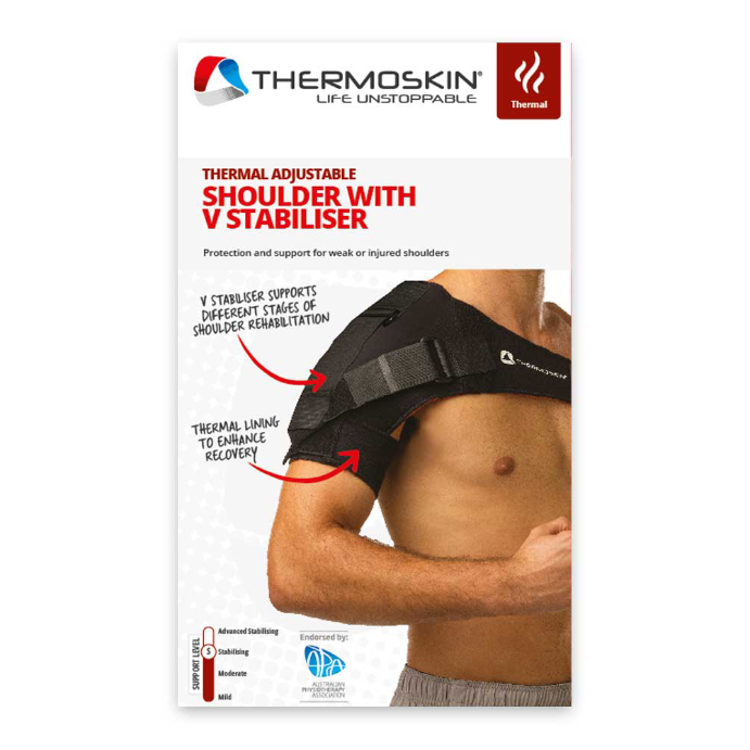 Thermoskin Adjustable Shoulder with V Stabiliser Black