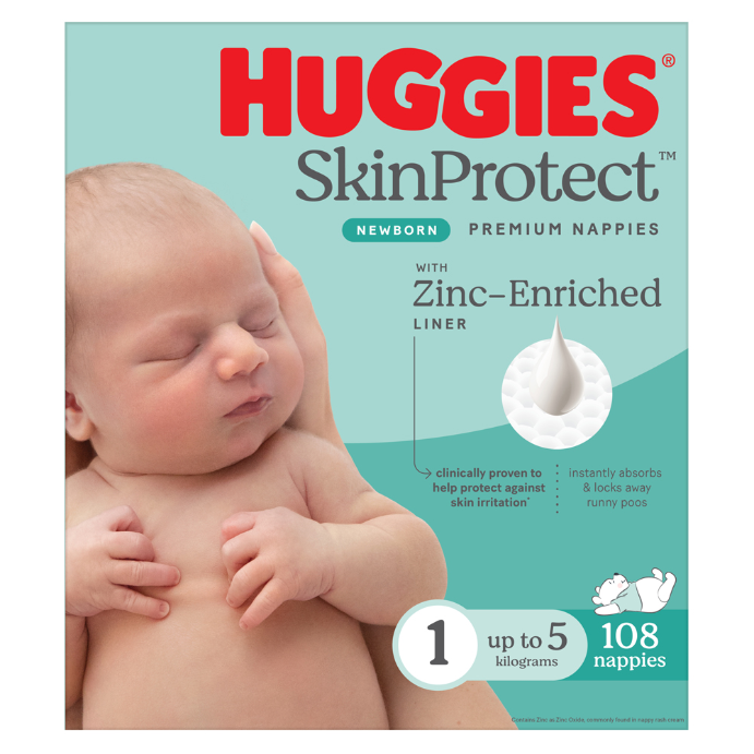 Huggies Newborn Nappies for Boys & Girls Size 1 (up to 5kg) 108 Pack