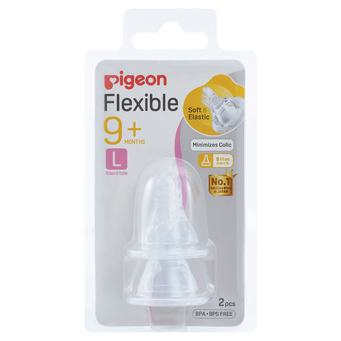 Pigeon Peristaltic Slim Neck Teat Large 2 Pack