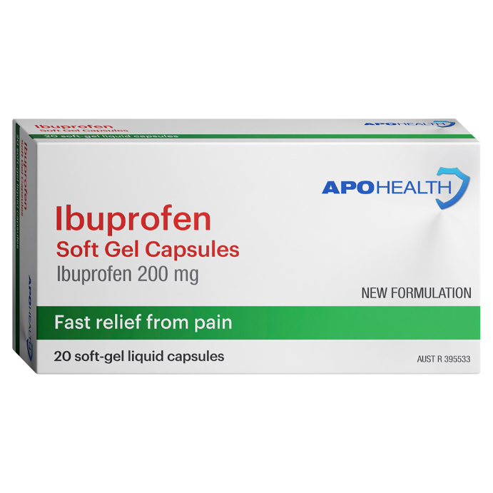 APO HEALTH Ibuprofen 200mg Blister Pack Soft Gel 20 Capsules