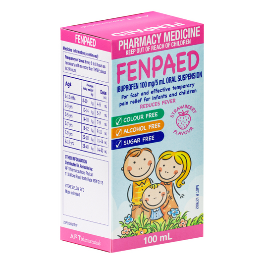 FENPAED Oral Liquid Ibufropen 100mg/5mL Strawberry Flavour 100mL