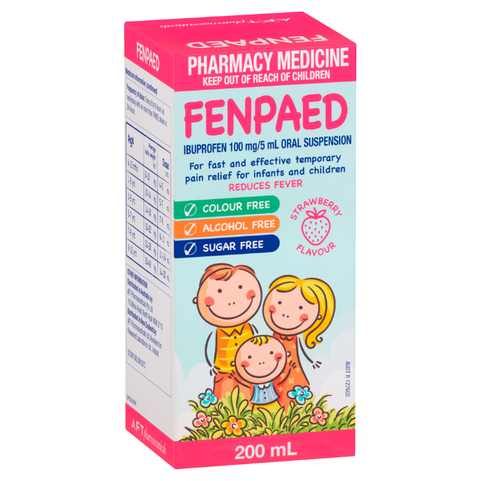 FENPAED Oral Liquid Ibufropen 100mg/5mL Strawberry Flavour 200mL