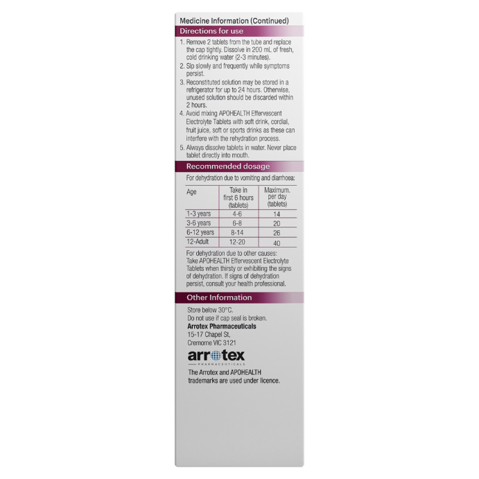 APO HEALTH Electrolyte Apple-Blackcurrant 20 Effervescent Tablets