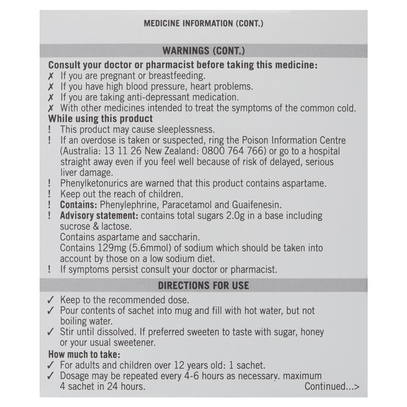 Lemsip Max Cold & Flu Multi Relief Hot Drink Lemon 10 Pack