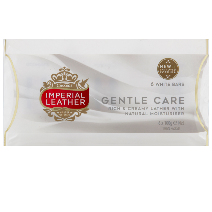 Cussons Imperial Leather Gentle Care White Bar Soap 100g 6 Pack