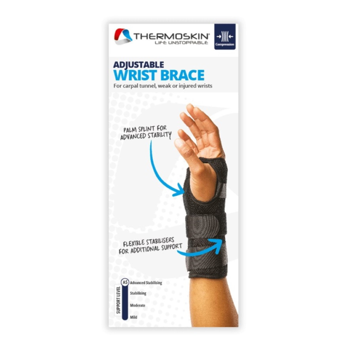 Thermoskin Adjustable Wrist Brace Right Black