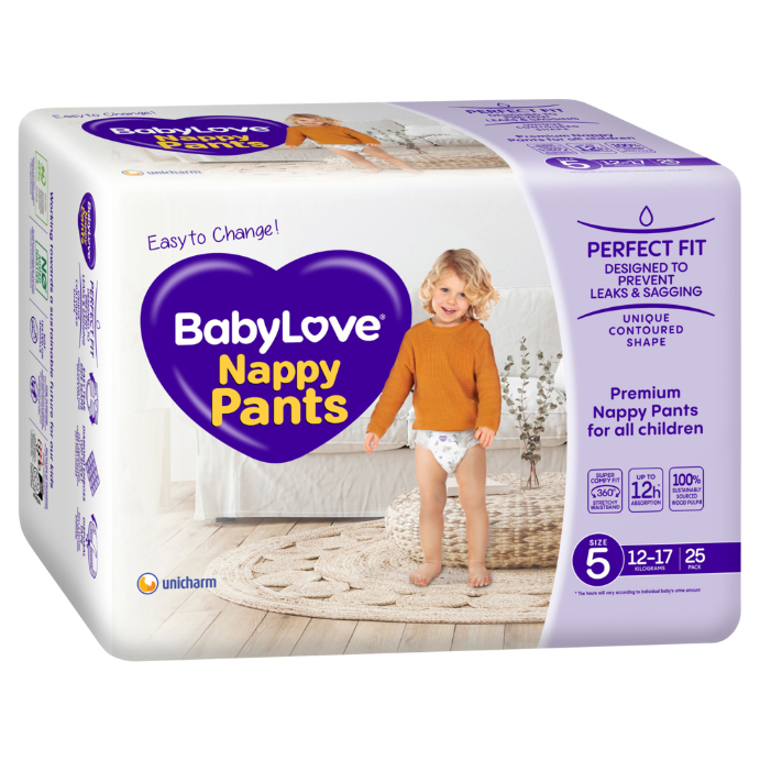 Baby Love Nappy Pants Walker Size 5 (12-17kg) 25 Pack