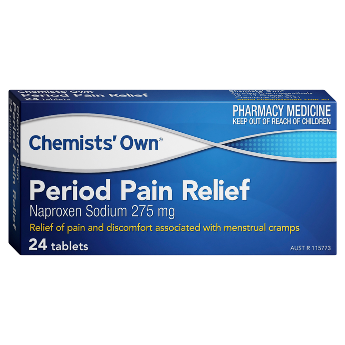 Chemists' Own Period Pain Relief Naproxen Sodium 275mg 24 Tablets