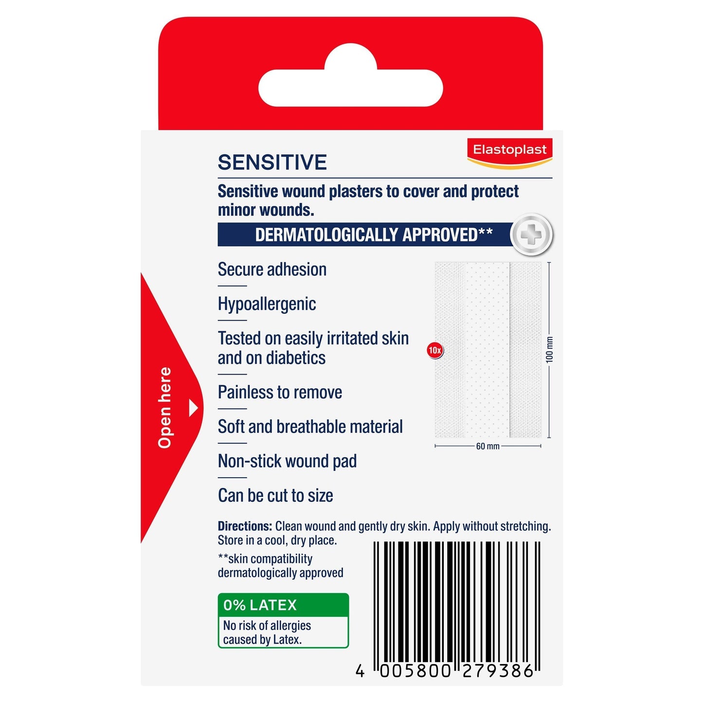 Elastoplast 46040 Sensitive Dressing Lengths 6cm x 10cm 10 Pack