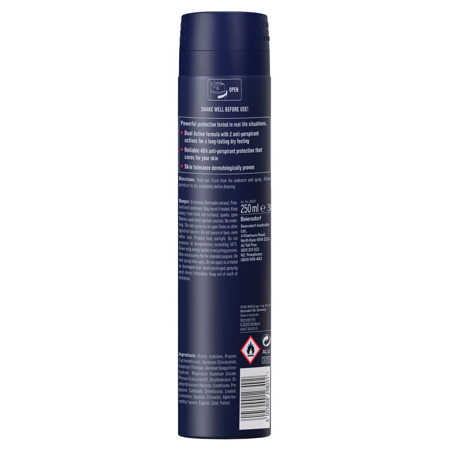 NIVEA MEN EVERYDAY ACTIVE DRY ANTIPERSPIRANT DEODORANT 250ML