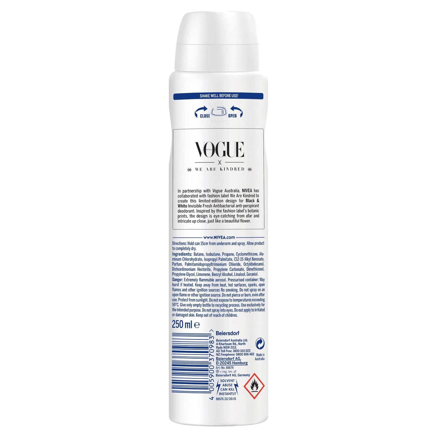 Nivea for Womens Deodorant Black & White Fresh Spray 250ml