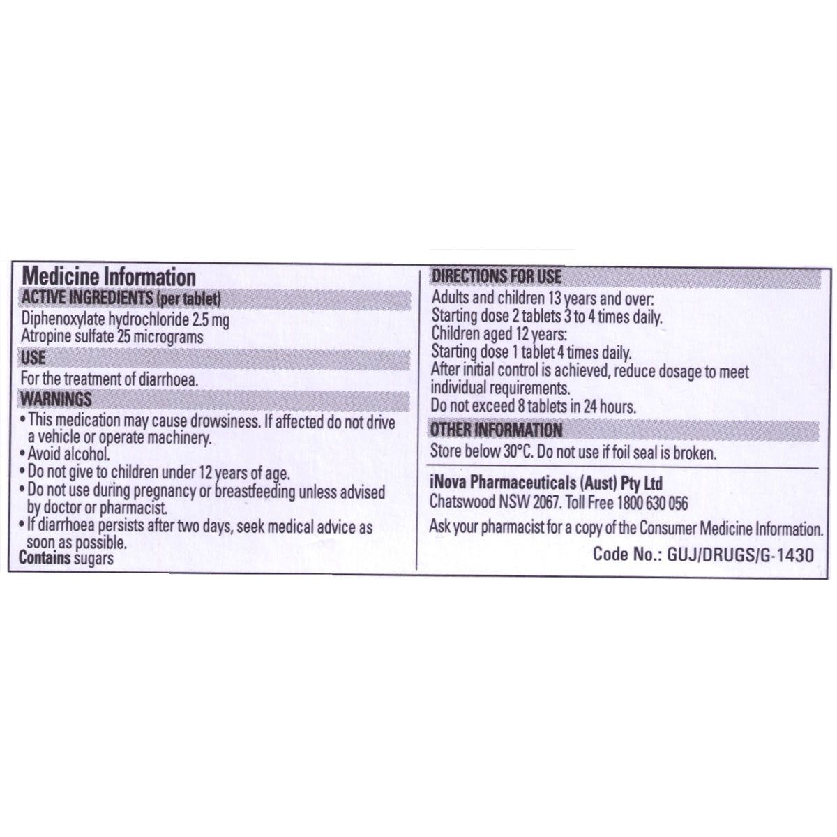 Lomotil Tab 2.5mg x 8 (Pharmacist Only Medicine)
