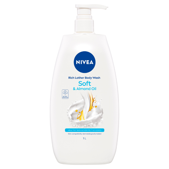 NIVEA Rich Lather Body Wash Soft & Almond Oil 1 L