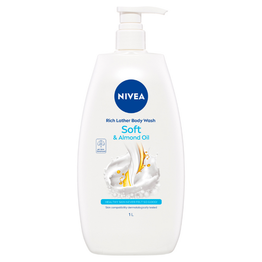 NIVEA Rich Lather Body Wash Soft & Almond Oil 1 L