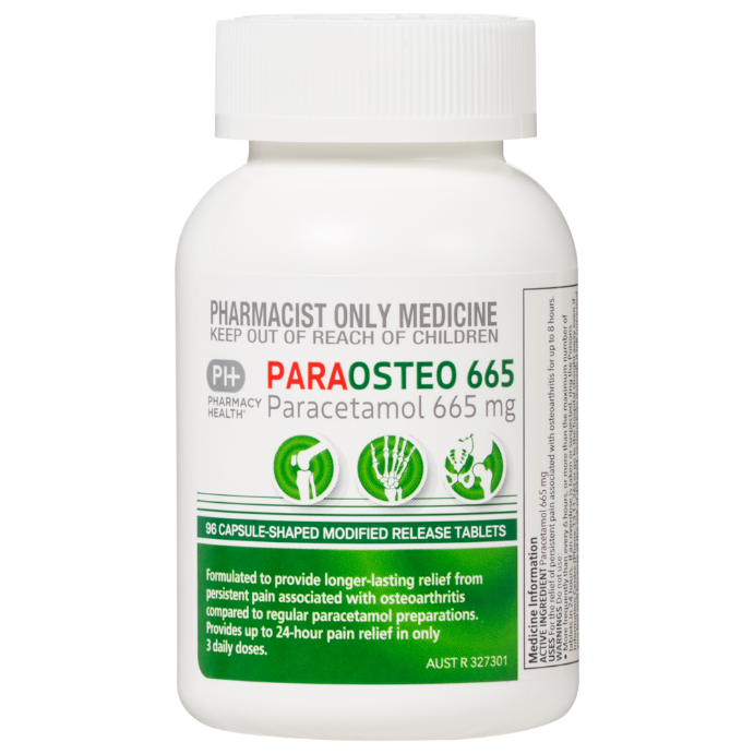 PHARMACY HEALTH Paraosteo Paracetamol Osteo 665mg Sustained Release Bottle 96 Tablets