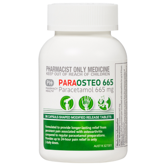 PHARMACY HEALTH Paraosteo Paracetamol Osteo 665mg Sustained Release Bottle 96 Tablets