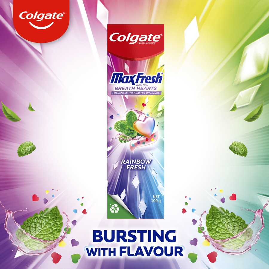 Colgate Max Fresh Toothpaste Rainbow Fresh With Mini Breath Hearts 100 ...