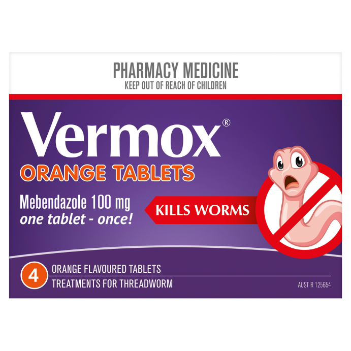 Vermox Orange Flavoured 4 Tablets