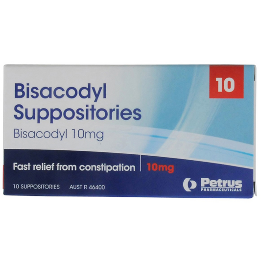 Petrus Bisacodyl 10mg Suppositories 10 Blister Pack