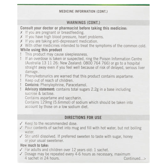Lemsip Max Cold and Flu Hot Drink with Decongestant  Lemon 10 Sachets