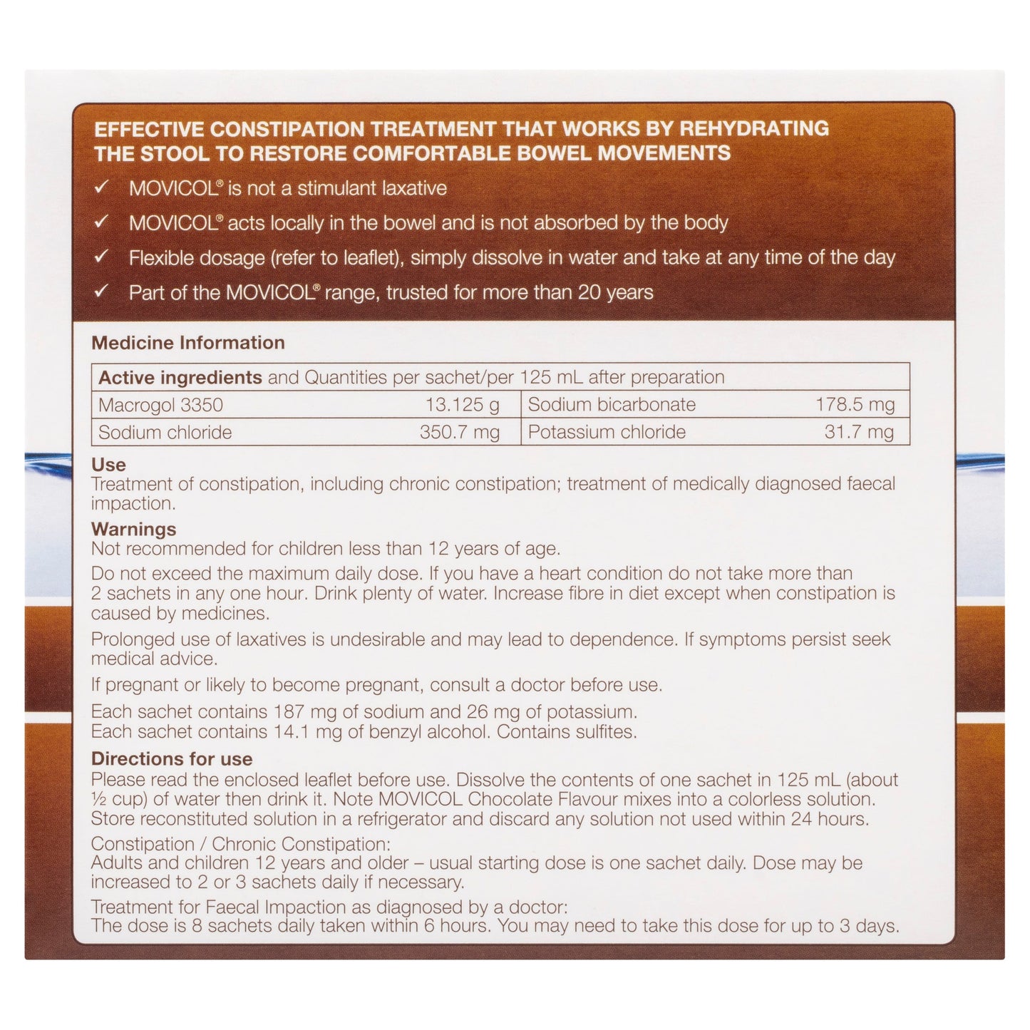 Movicol Powder Sachets 13g Chocolate 30